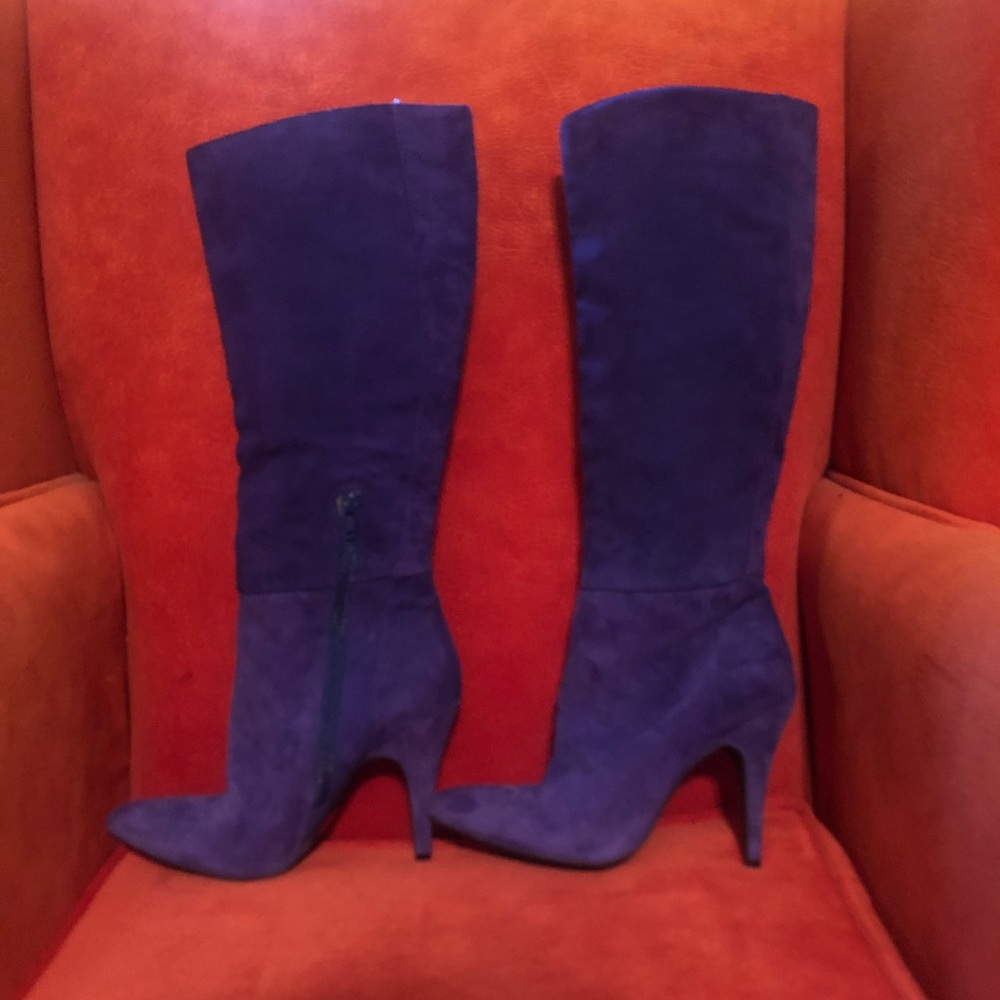 Jesica Simpson blue suede boot/ worn twice